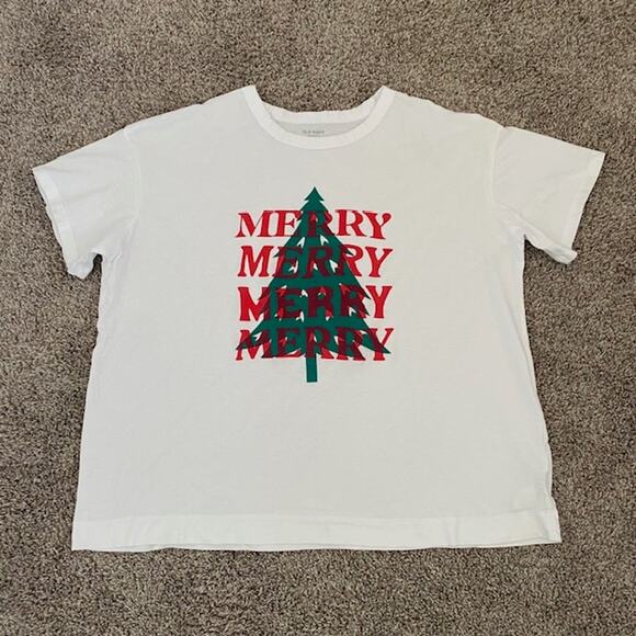 Old Navy The Easy Tee MERRY Christmas Tree Graphic Match the Fam! Men's 2X NWOT - Picture 1 of 6